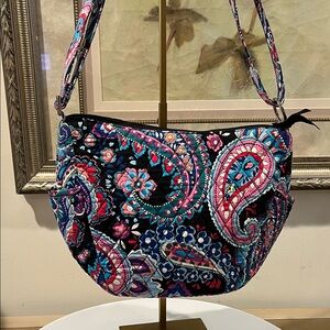 Vera Bradley Black and Pink Paisley Shoulder Bag
